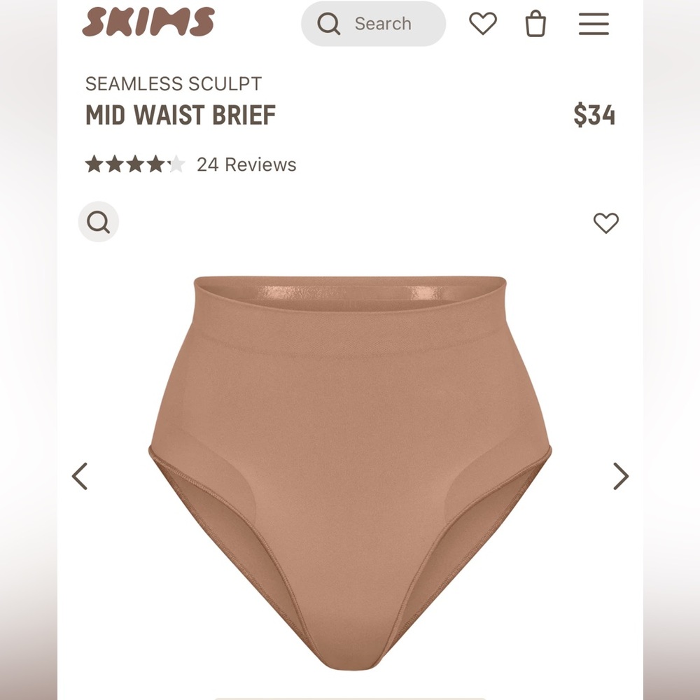 Skims seamless sculpt mid waist brief Sienna 2X/3X